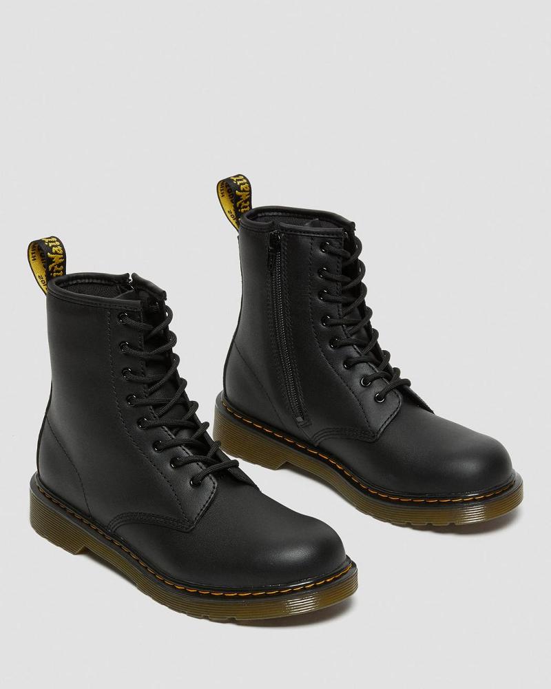 Black Kids' Dr Martens Youth 1460 Softy T Leather Lace Up Boots | CA 715MQZ